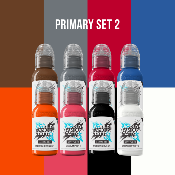 Inchiostro per tatuaggi World Famous Limitless - Primary Colours Set 2 (8x30ml) - immagine 1